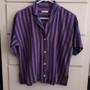 Madewell Linen Button Down Striped Shirt